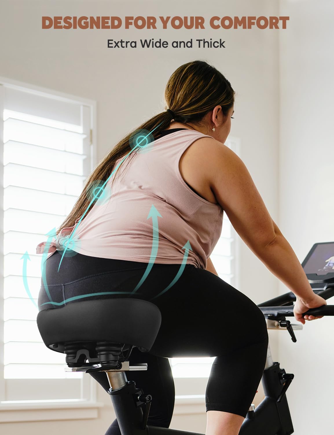 Skiennix Extra Oversized Bike Seat Cushion - Comfort Replacement for Peloton & Cruiser Bikes | Universal Fit