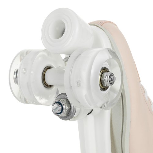 jessie Roller Skates for Women Men Transparent Flash Wheel, High Top PU Leather Classic Double-Row Roller Skates, Indoor Outdoor Roller Skate for Beginner(Pearl Pink, 7 Size)