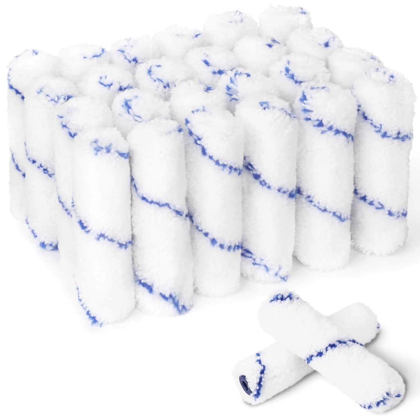 PinStone 4 Inch Microfiber Paint Roller Covers, 1/3" Nap, 24 Pack, Use with All Paints and Stains, Small Paint Roller Naps, Mini Rollers for Walls, House Painting Supplies
