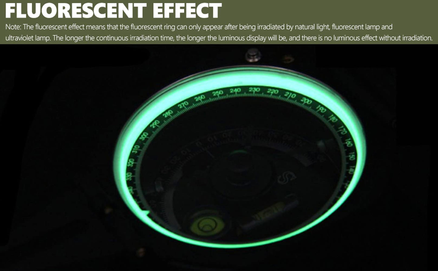 Tbest Military Compass,Bussola Professionale,Outdoor Guide,Professional Outdoor High Accuracy Geological Guide Fluorescent Guide
