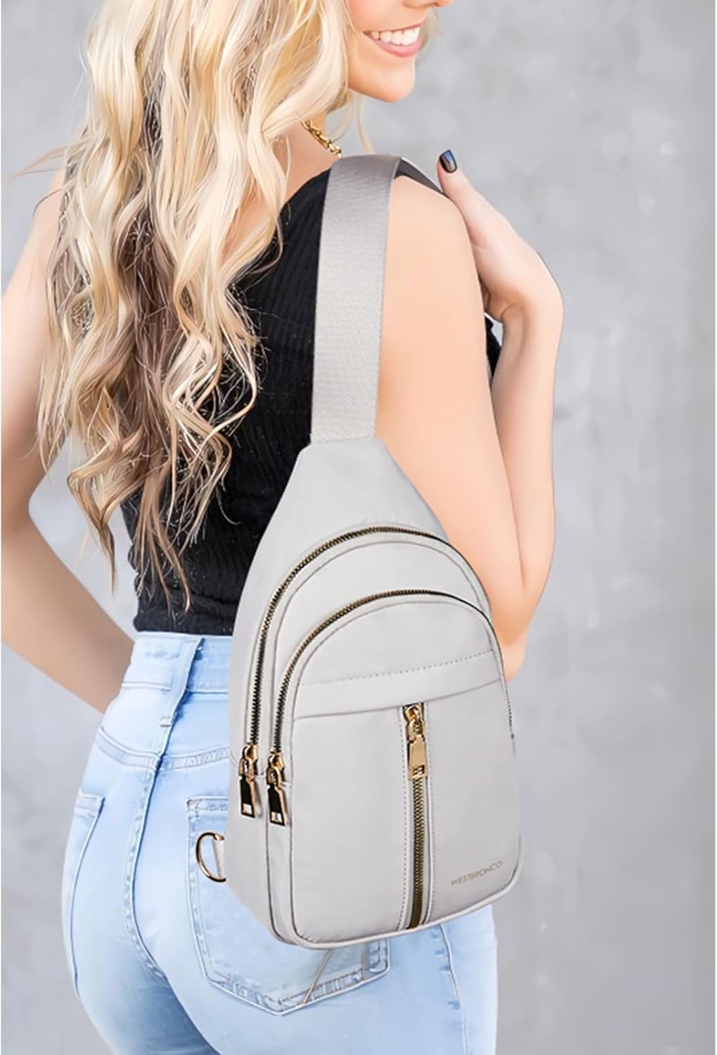 WESTBRONCO Small Sling Bag - Lightweight Nylon Crossbody Backpack for Travel & Daily Use