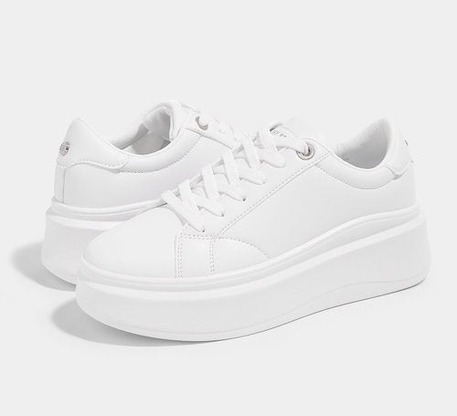 Lucky Step Women's Platform Sneakers - Faux Leather Casual Tennis Shoes for Comfortable Walking