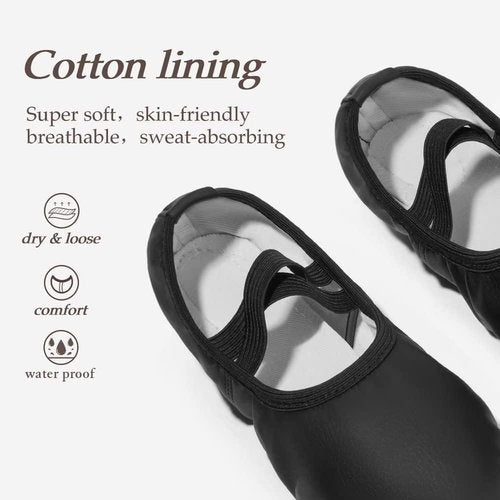 DyingSwan Toddler Ballet Shoes - Soft Leather No-Tie Dance Slippers for Girls | Sizes Toddler to Big Kid