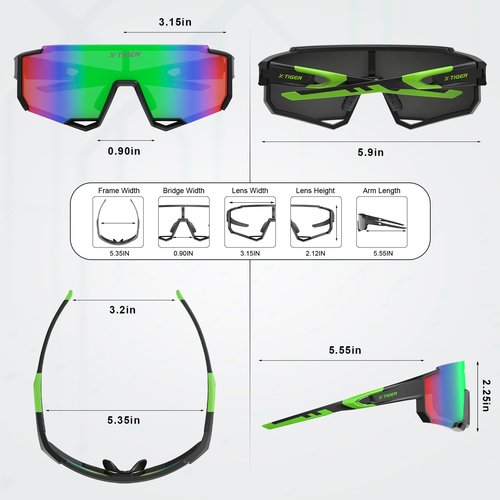 X-TIGER Polarized Sports Sunglasses for Men Women Baseball Fishing Cycling Running Glasses UV400