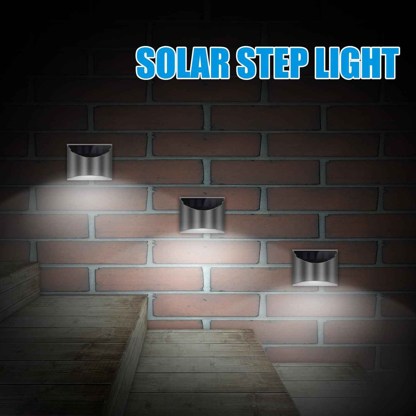 LeiDrail Solar Fence Lights Outdoor Deck Fence Stair Cold White Lights Sun Powered LED Illuminated Landscape Lighting Waterproof for House Yard Garden Post Silver - 2 Pack