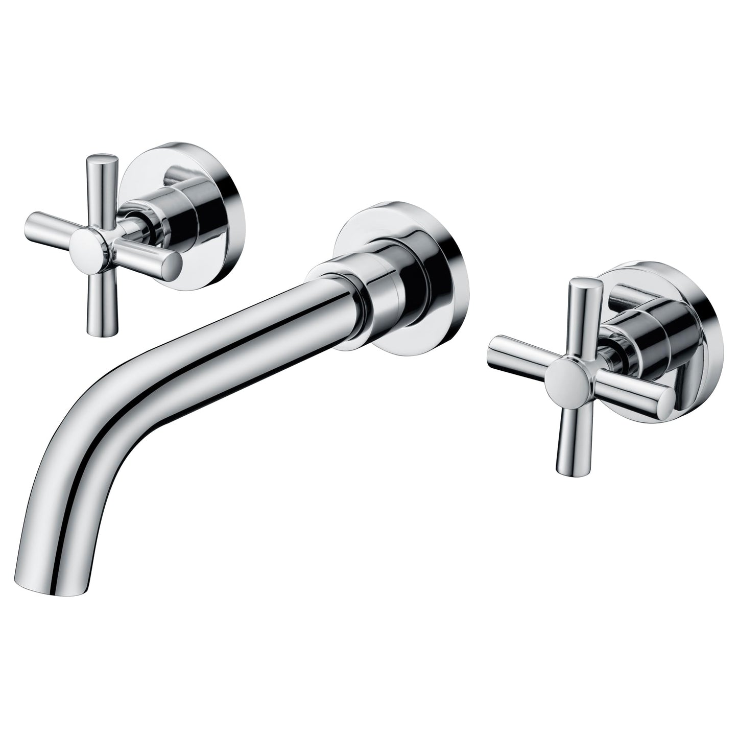 sumerain Wall Mount Bathroom Faucet,Cross 2-Handle in Modern Chrome Finish,Rough-in Valve Included