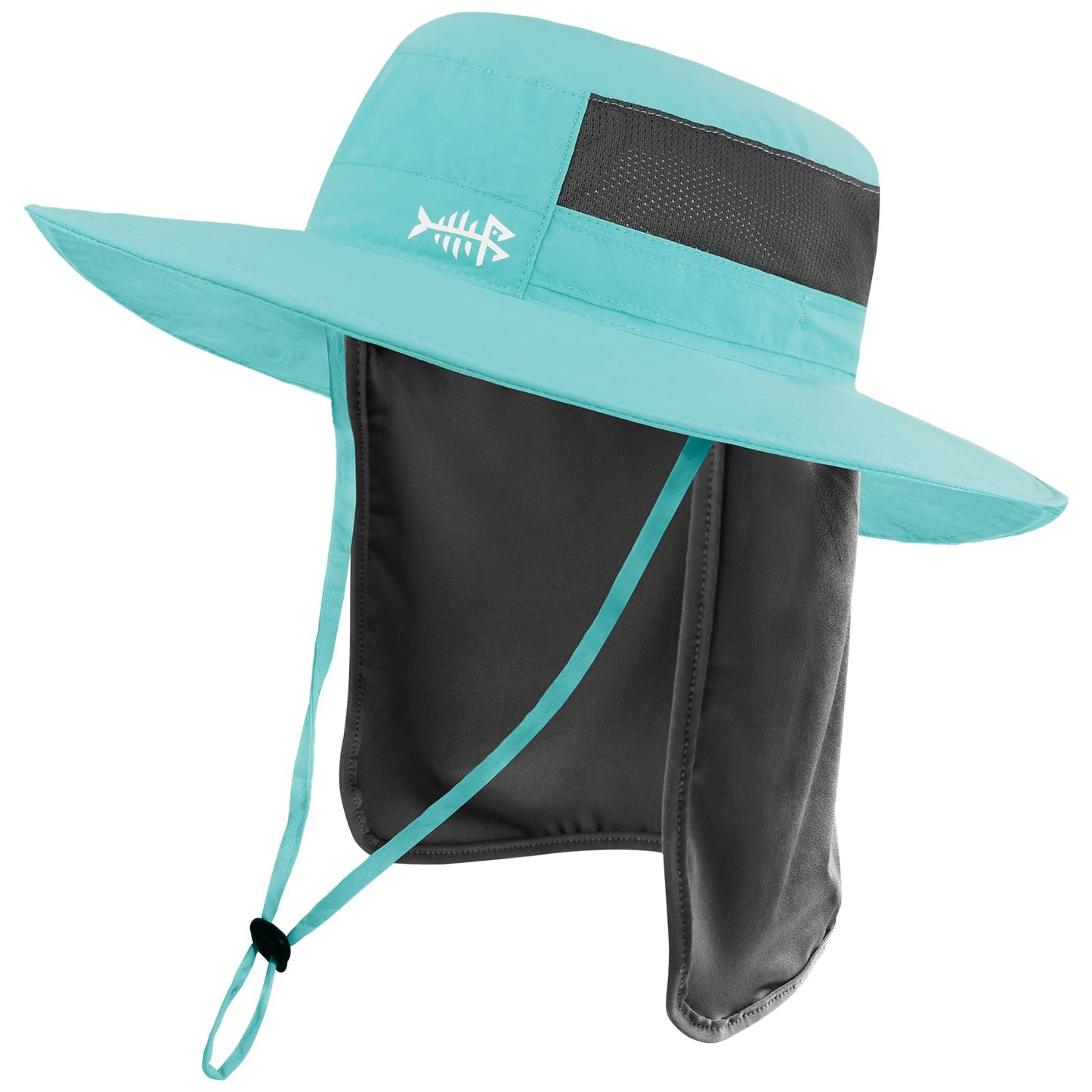 BASSDASH UPF 50+ Sun Fishing Hat Water Resistant with Detachable Neck Flap Turquoise