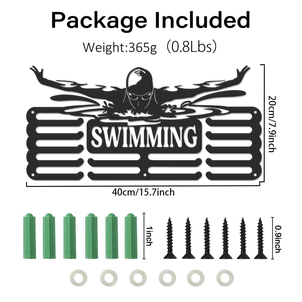 SUPERDANT Swimming Medal Hanger Swim Medal Holder Personalised Medal Rack for Swimmer Upgraded Large Capacity Medal Hangers Metal Medal Display for Boy Son Grandson Gifts