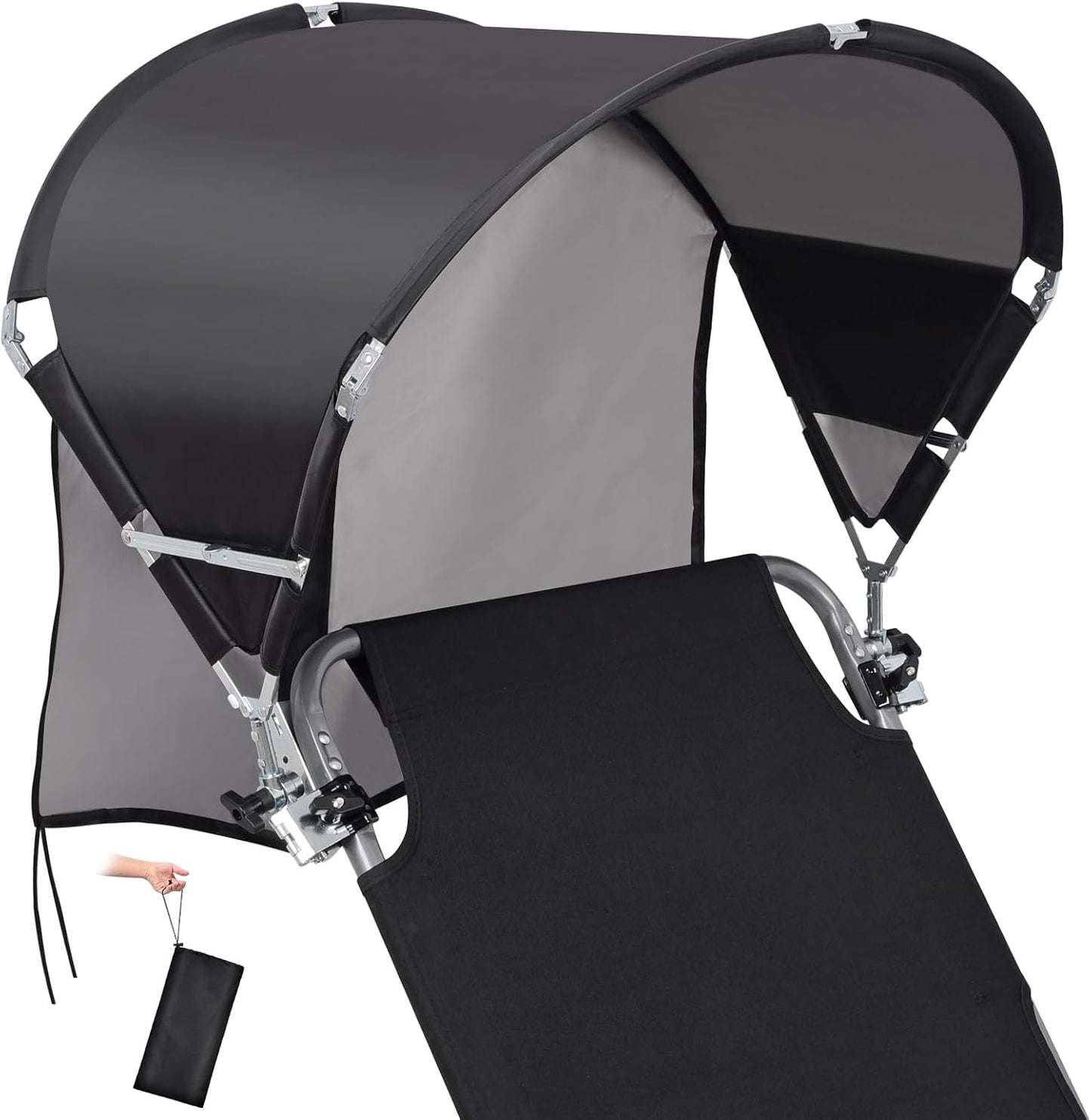 Skiennix Universal Chair Umbrella Canopy - Foldable Portable Sun Shade Attachment with Adjustable Clamp for Beach, Camping, and Outdoor Use