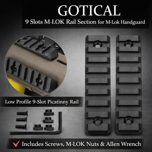 Gotical Multi Slots Mlok to Picatinny Rail Adapter | Set of 9 Slot Ar Picatinny Rail System