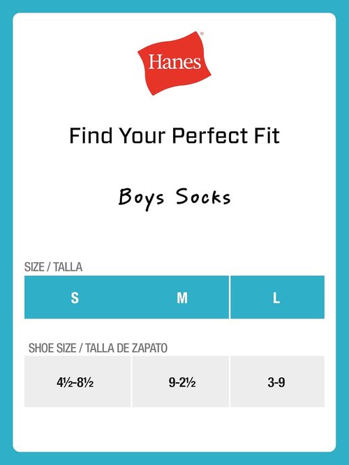 Hanes Boys Socks - Moisture-Wicking Crew, Ankle & No Show Stretch-Cotton | 12 & 14 Packs, Black & White