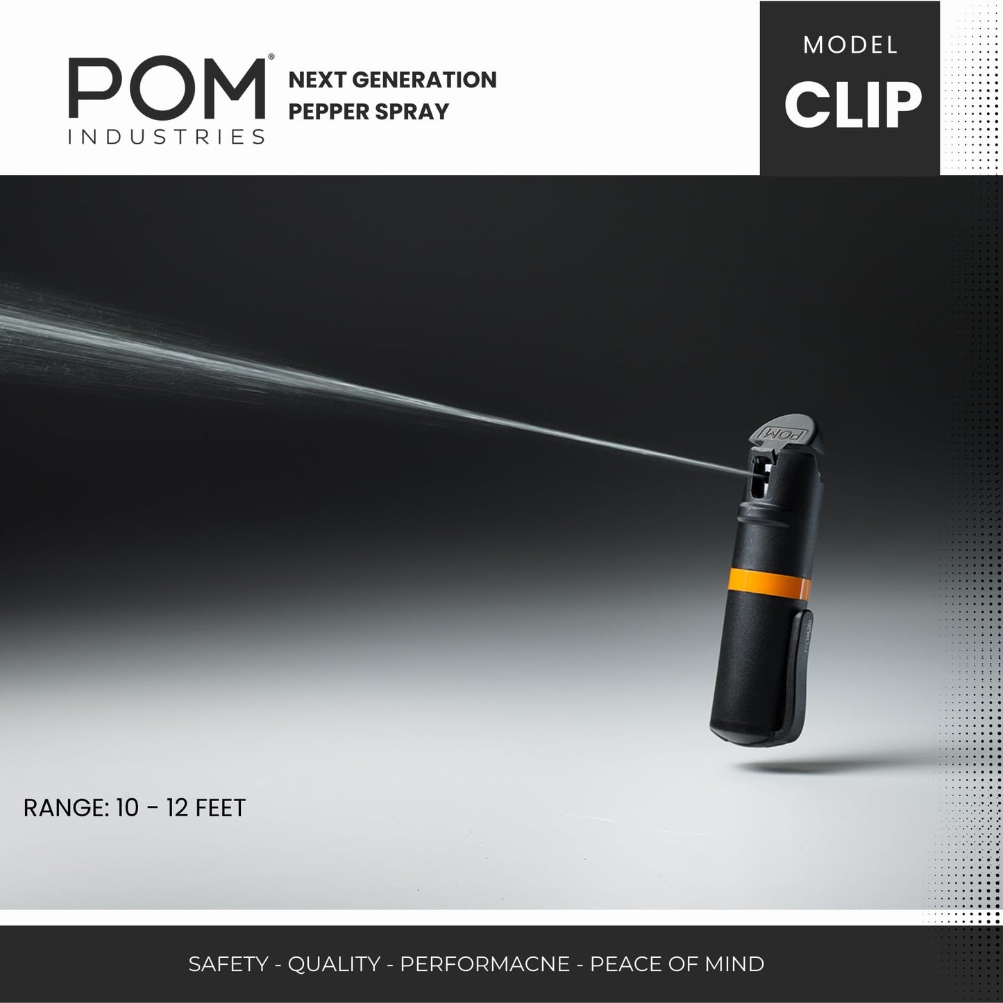 POM Pepper Spray Combo Pack Clip & Keychain - Maximum Strength OC Spray Self Defense- Tactical Compact & Safe Design - 25 Bursts & 10 ft Range - Stream Spray Pattern Grey and Lime