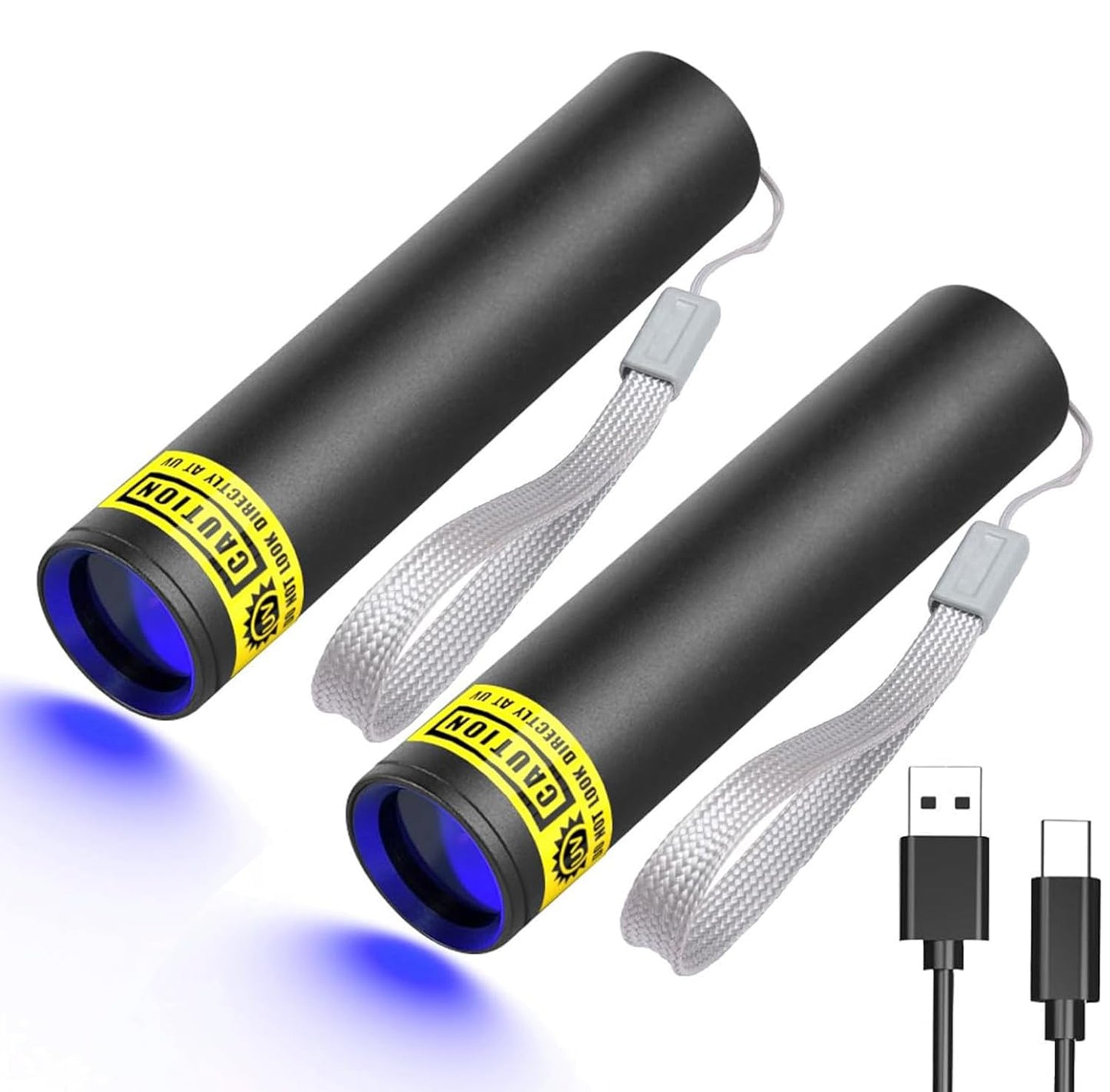 COSOOS 2 Pack UV Flashlight, 365nm USB Rechargeable Black Light Flashlight, Mini Handheld Detector for Dog Cat Urine, Pet Stains, Scorpions, Resin Curing
