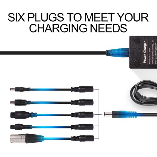 42V 2A Charger with 5 Plugs Universal for 36V Li-ion Battery, Fast Charger Replacement for Razor, Jetson, Voyage, gotrax, ninebot and Most 36V 10S Lithium Battery Device
