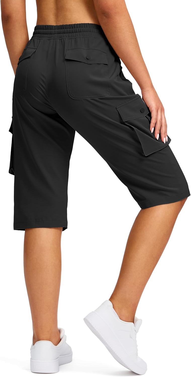 Viodia Women's Lightweight Cargo Bermuda Shorts - 15" Knee-Length for Summer Travel & Fishing