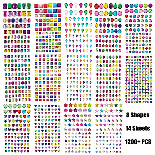 1200+ PCS Gem Stickers - Self Adhesive Rhinestone Stickers for Crafts