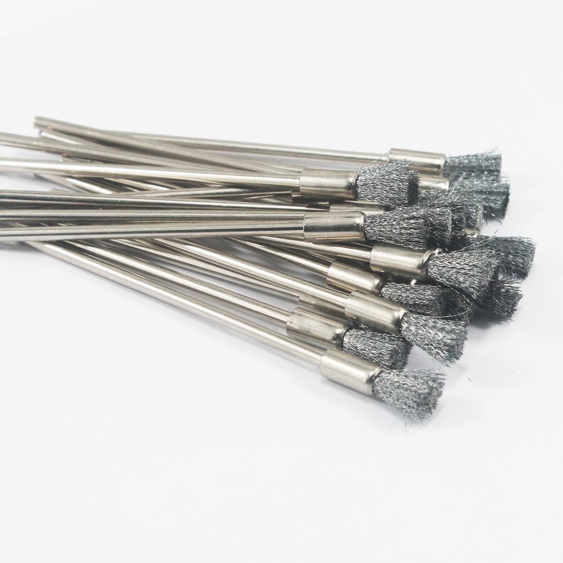Luo ke 20 Pcs Extended Stainless Steel Cleaning End Brushes, 1/8'' Extra Long Shank Pen Shape Rust Paint Removal Bits Wire Brush for Rotary Tools