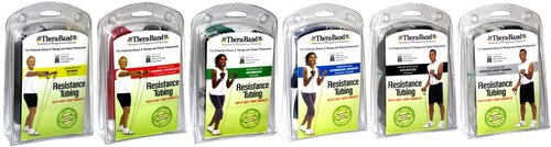THERABAND Resistance Tubes, Professional Latex Elastic Tubing with Soft Handles, Full Body Exercise, Physical Therapy, Lower Pilates, At-Home Workouts, & Rehab, 48 Inch, Yellow, Thin, Beginner Level 2