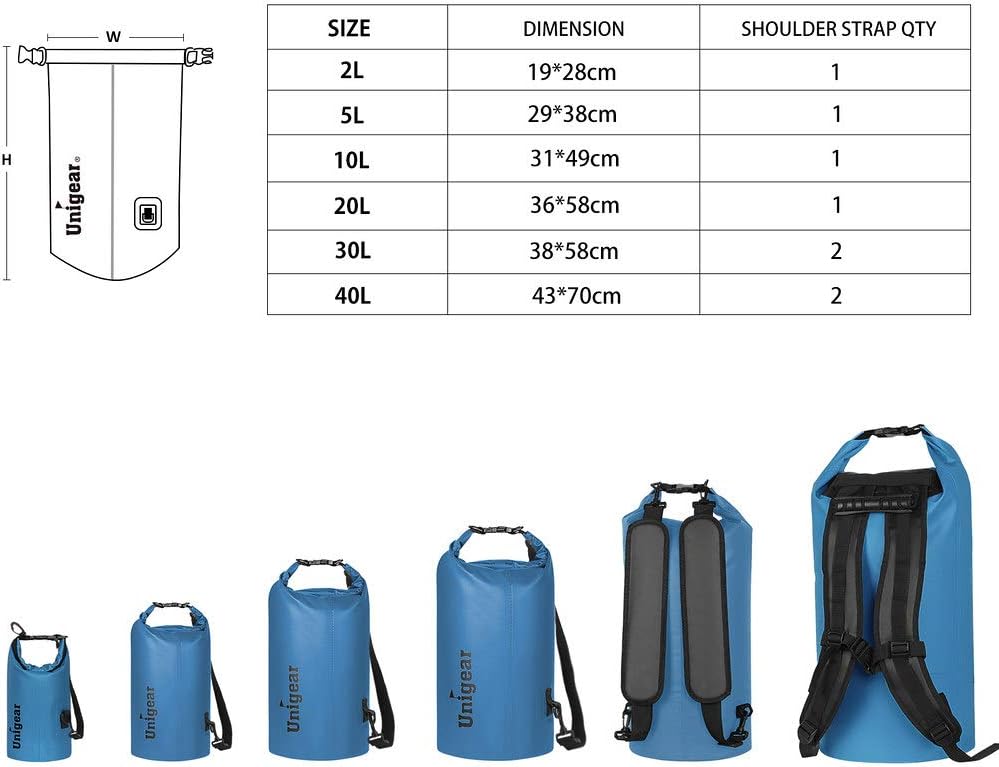 Unigear Waterproof Dry Bag - Lightweight Floating Storage for Kayaking, Fishing & Camping | 2L-40L Sizes
