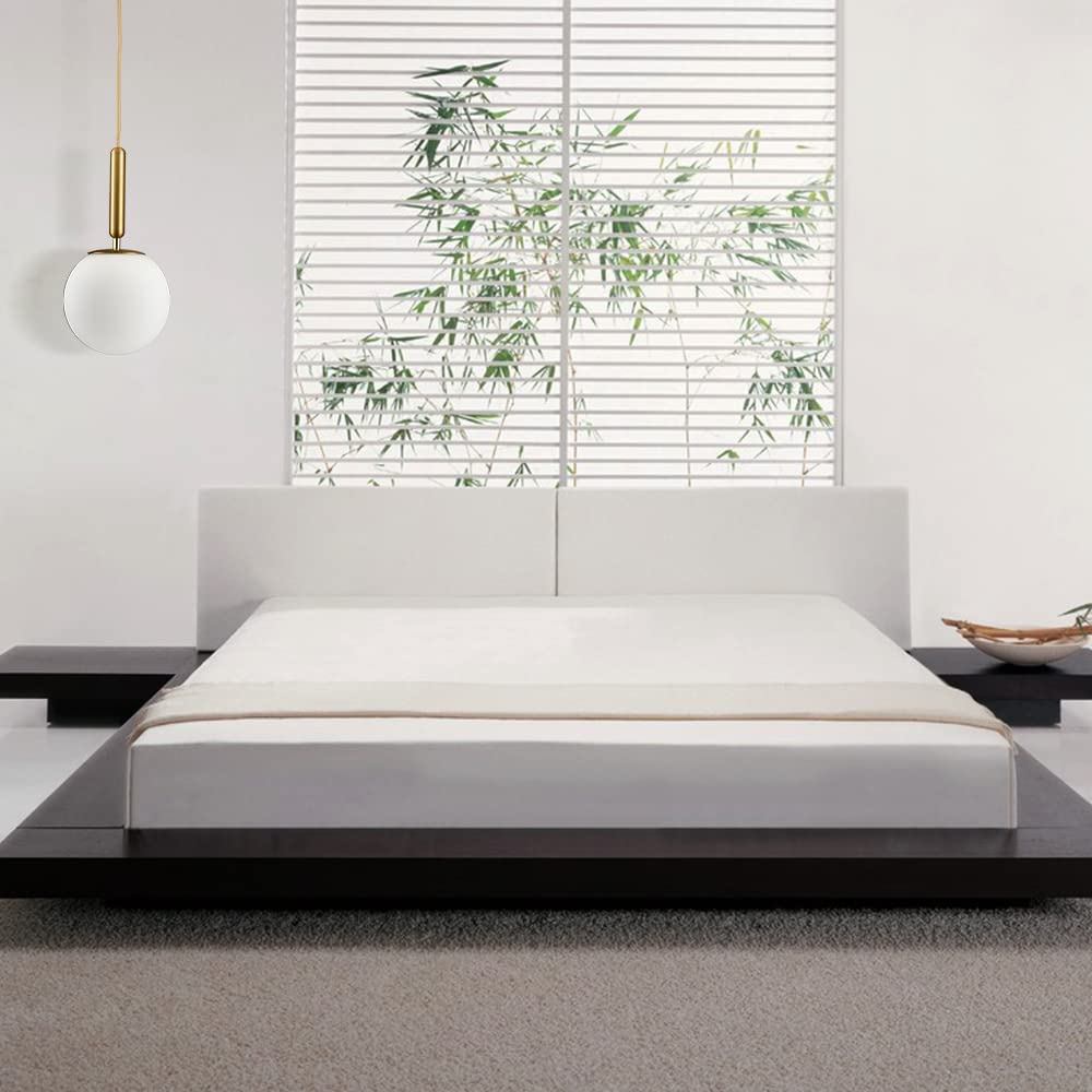 DIRYZON Mid Century Gold Pendant Lighting for Kitchen Island, Modern Hanging Pendant Light Fixture with Globe Milky White Glass for Bedroom Bathroom Entryway 7.9 Inch