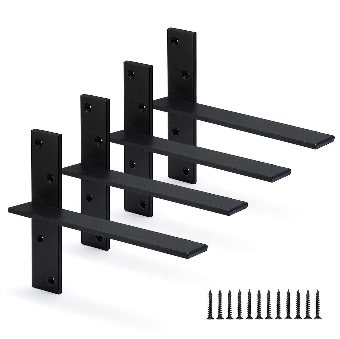 Floating Shelf Bracket 3/8" Thick Heavy Duty Shelf Brackets 4 Pack Free Hanging Countertop Support Bracket 10" Lx2.5 W Floating Wall Brackets for Cabinets, Granite, Dishwasher, Bench Seats Vanities