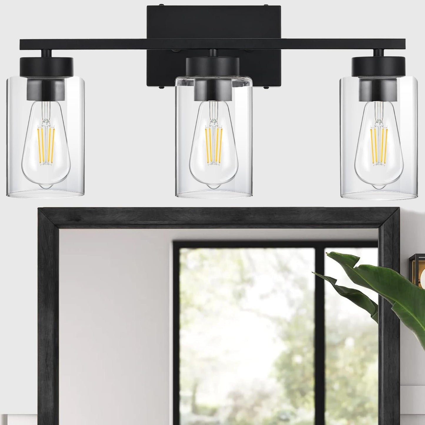 Modern 3-Light Bathroom Vanity Light in Brushed Gold with Clear Glass Shades