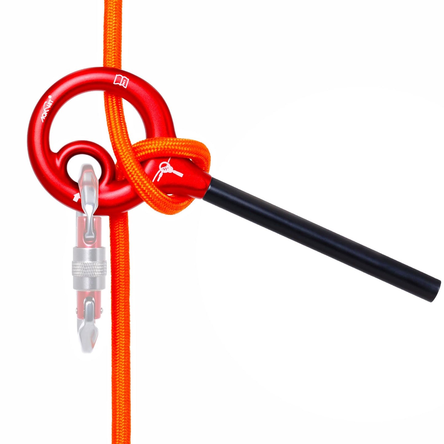 AOKWIT 9 Rescue Figure, Upgrade 8 Descender Climbing Gear Downhill Equipment Easy Operation Rigging Plate Aluminum Alloy Rigging Plate for Rock Climbing Belaying and Rappeling Device (Red)
