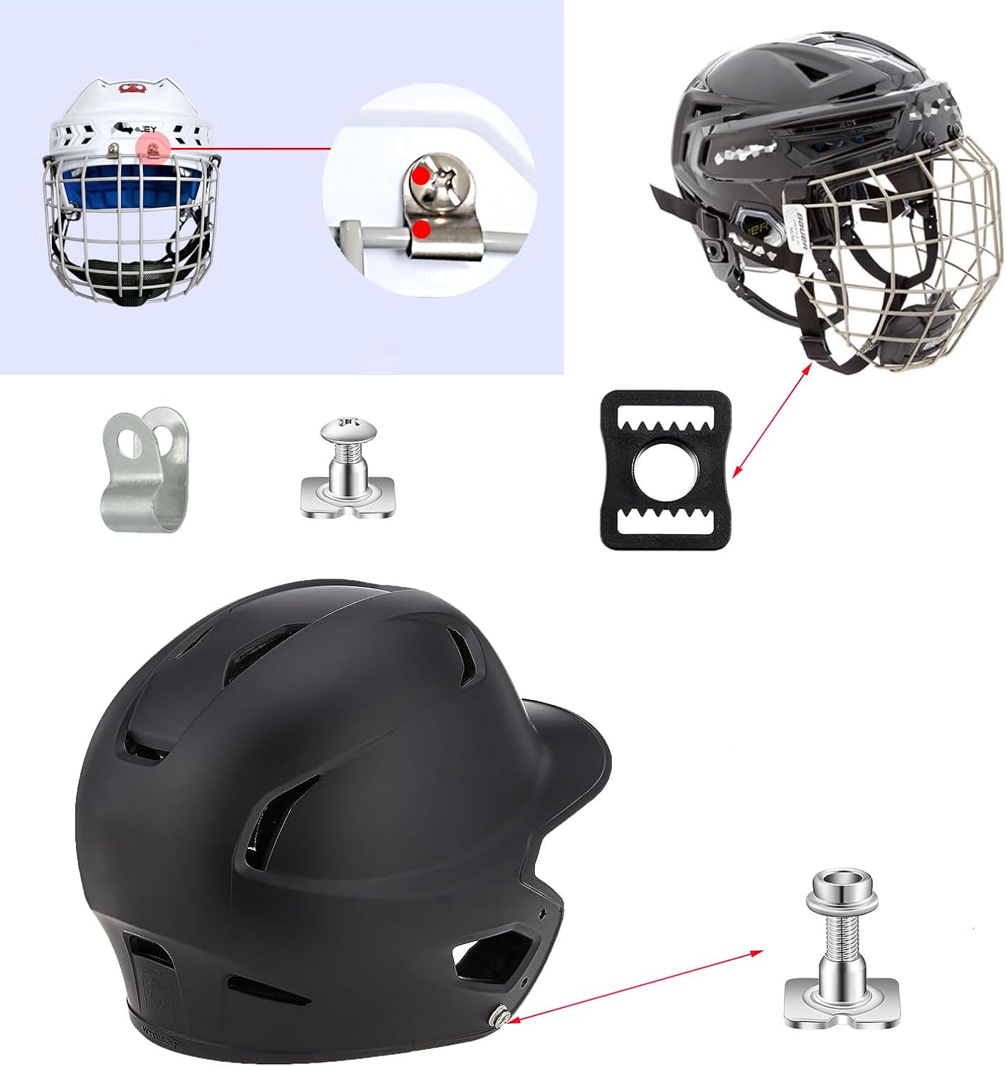 Skiennix Hockey Helmet Repair Kit - 36 Pieces with Visor Clips, Gaskets, Screws & Chin Strap Adapter