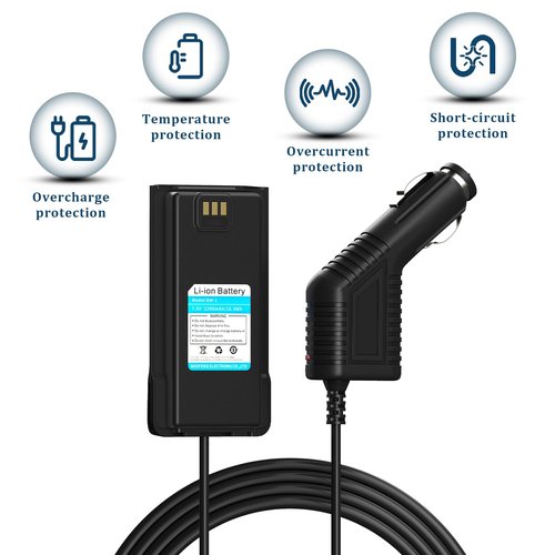 DM-1 DM-1701 Battery Eliminator Car Charger 7.4V 2200mAh for DM1701 DMR Walkie Talkie Compatible with Digital Two Way Radio DM-1701A
