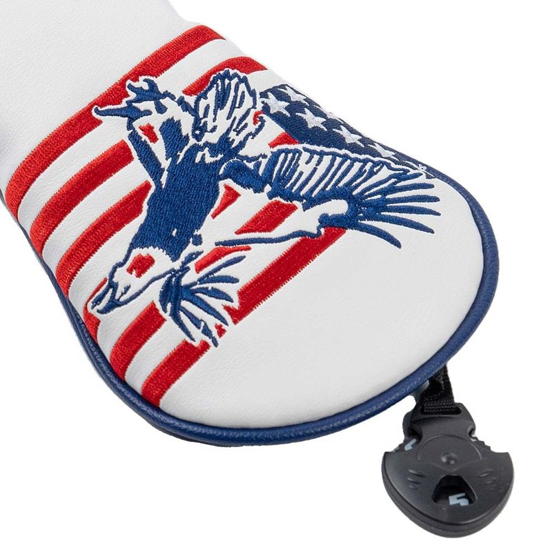 GOOACTION USA Eagle Golf Fairway Wood Head Cover, American Stars Stripes Flag Pattern PU Leather Protector | Waterproof & Fits 3/5 Woods for On-Course Protection