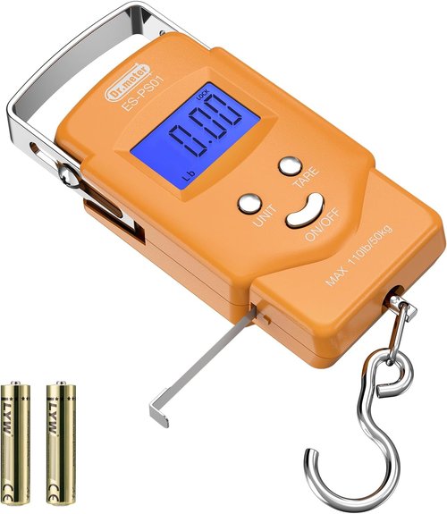 Dr.meter Fishing Scale - 110lb Digital Luggage Scale with Backlit LCD & Measuring Tape | Compact & Portable Fishing Gear