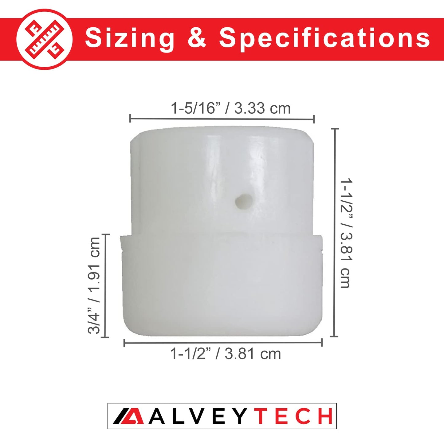 AlveyTech Plastic Tip for The Stabilizing Post for Razor Crazy Cart (Versions 1+) - Replacement Parts for Electric Battery Power Kids Drift Buggy Scooter Go-Kart, White Heavy-Duty Pegs, Not a Set