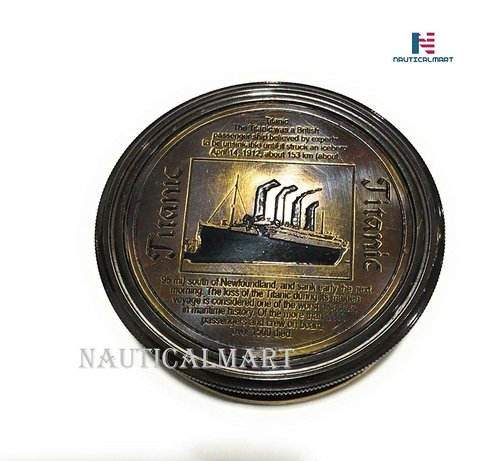 Brass Pocket Compass Marine Titanic Antique Style Engraved Romantic Gift Ideas for Him/Her - Husband Gifts from Wife, for Men Maritime Nautical Compass Hiking Camping Hunting Trekking