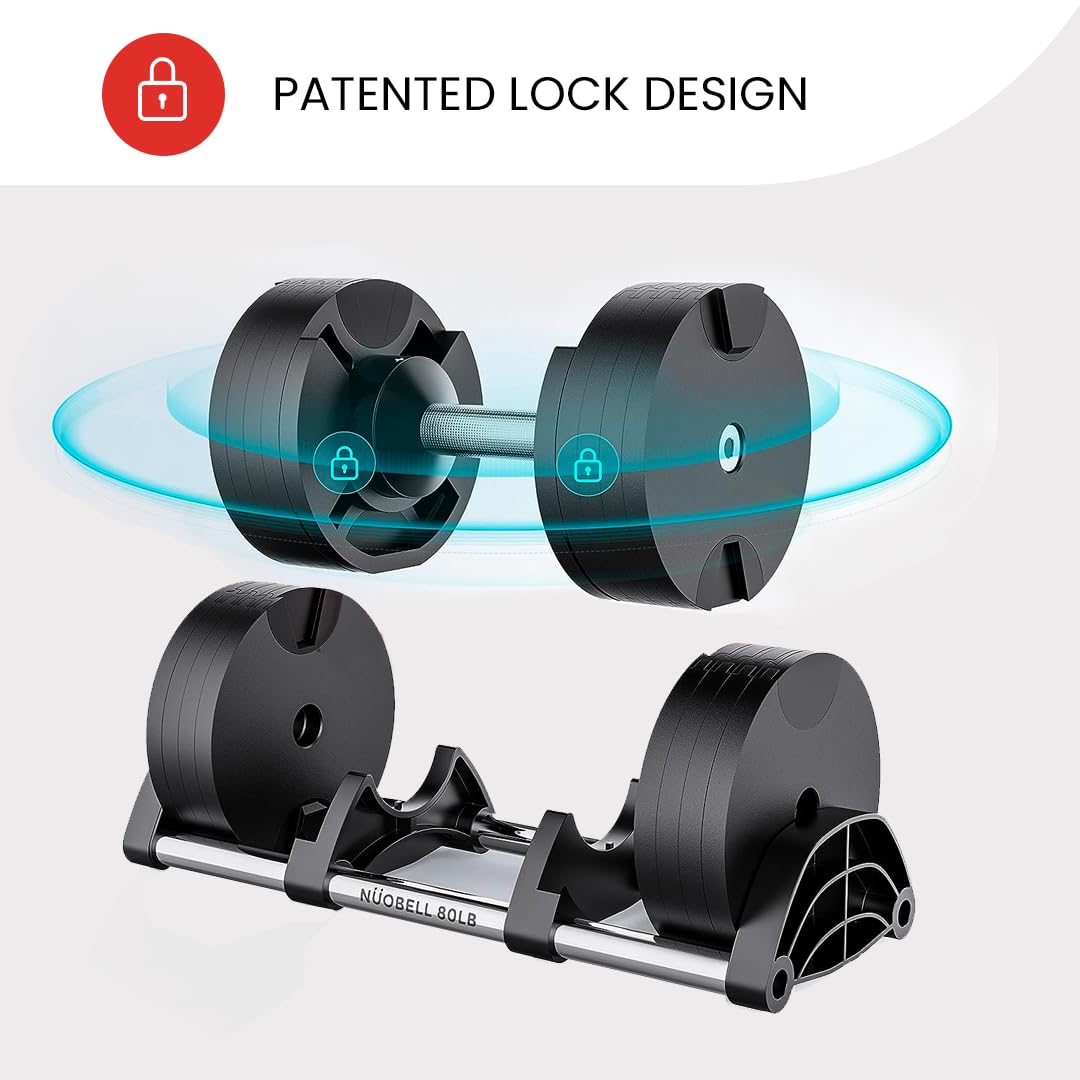 Nuobell 580 Adjustable Dumbbells, 5-80 lb, Set of 2 Free Weights