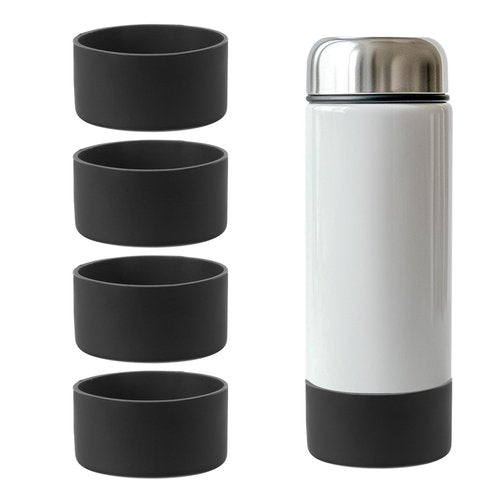 YELARXI Tumbler Boot Silicone Anti-Slip Protective Sleeve Bottom Water Bottle Accessories, 3.5 inch Diameter Fit for Stainless Steel Sports Vacuum Flask - 32-40oz (4 Pack, Black)