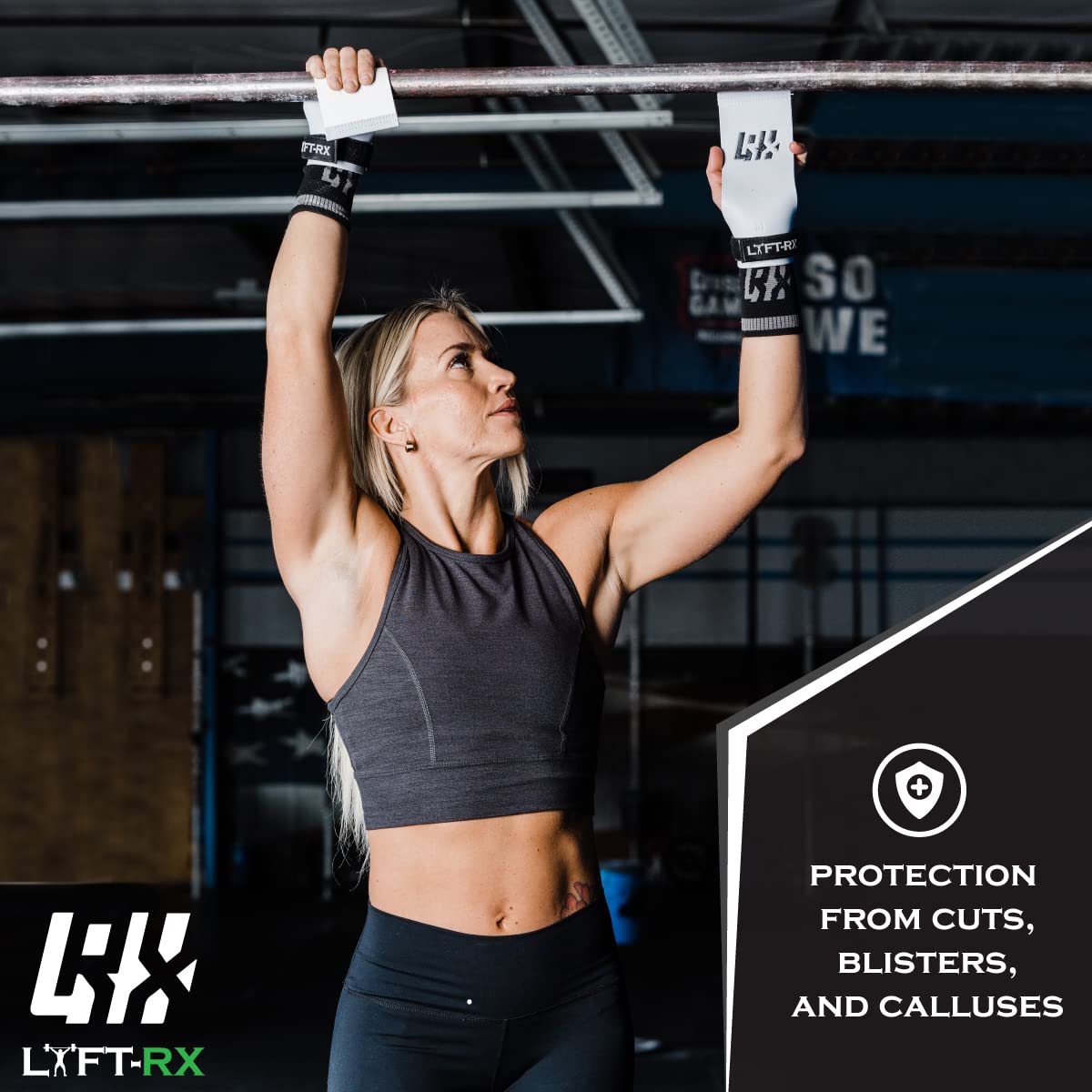 LYFT-RX Carbon Fiber Hand Grips for Weightlifting, Cross Training, Pullup, Muscle Ups - No Hole Fingerless Grip, Gymnastics Fit, Men/Women Lift Gloves, Protects Palms & Enhances Grip