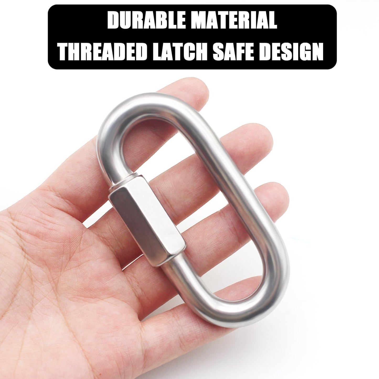 Anvin 2 Pack Large Quick Links M10 3/8 Inch Heavy Duty Carabiner Stainless Steel Chain Links Connector D Shape Locking Chain Hooks Repair Utility Screw Links for Camping Outdoor Equipment Hammocks