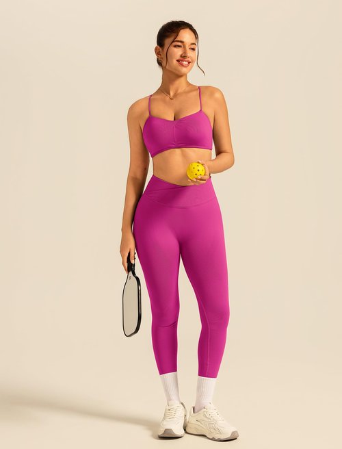 ABOCIW Womens Workout Sets 2 Piece Seamless Strappy Sports Bra Crossover Waist Leggings Gym Sets Yoga Pilates Outfits Work Out Clothes Hibiscus X-Small