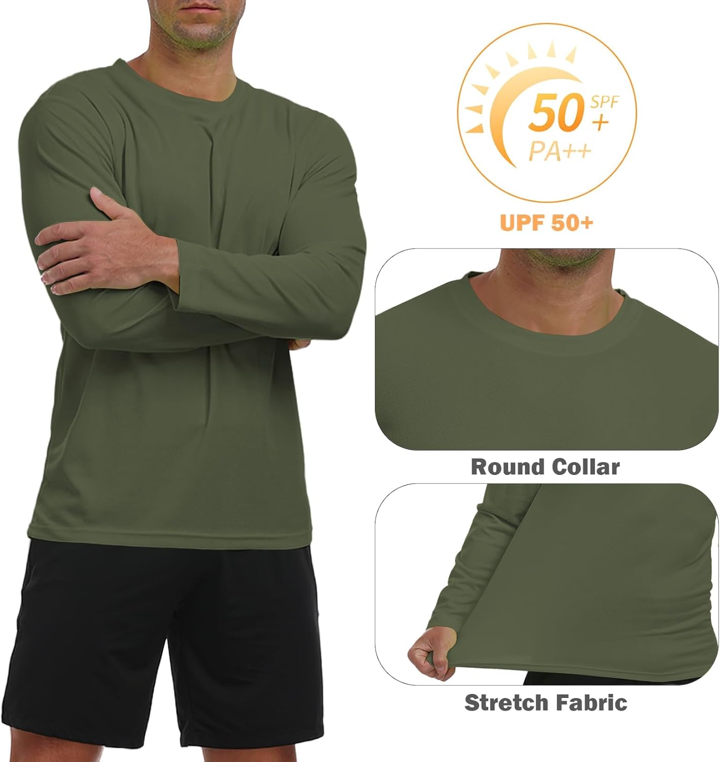 Skiennix Men's Long Sleeve Sun Shirt - Lightweight UV Protection Quick Dry Athletic Tee | Ideal for Hiking & Fishing
