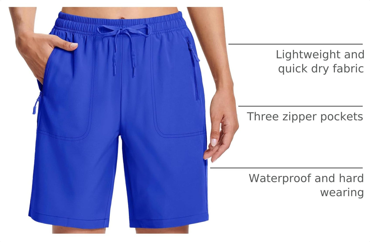 MAGCOMSEN Golf Shorts Women Hiking Shorts with Pockets Lightweight 8" Quick Dry Water Resistant Dark Blue XL