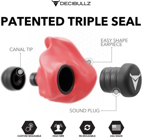 Decibullz Custom Molded Earplugs - Pro Pack Bundle in Red | Ultimate Noise Isolation