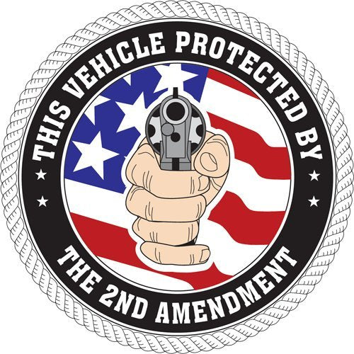 2nd Amendment Vehicle Bumper Sticker - Round Flag Design