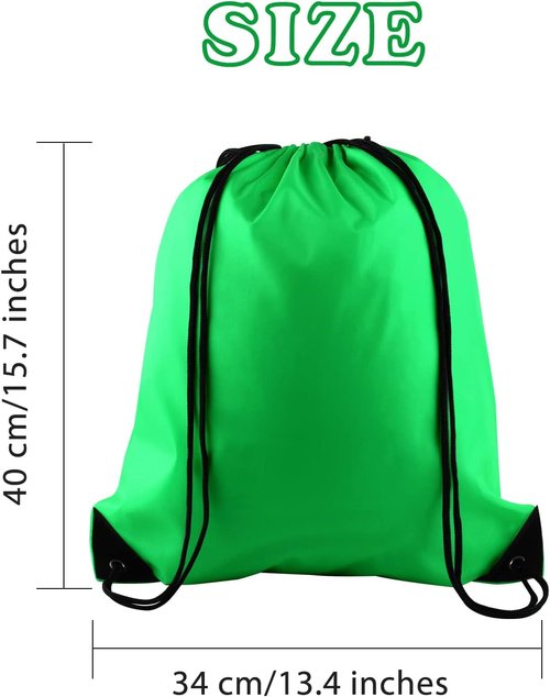 KUUQA Green Drawstring Backpacks - 100Pcs Bulk Gym & Travel Bags for Convenient Carrying