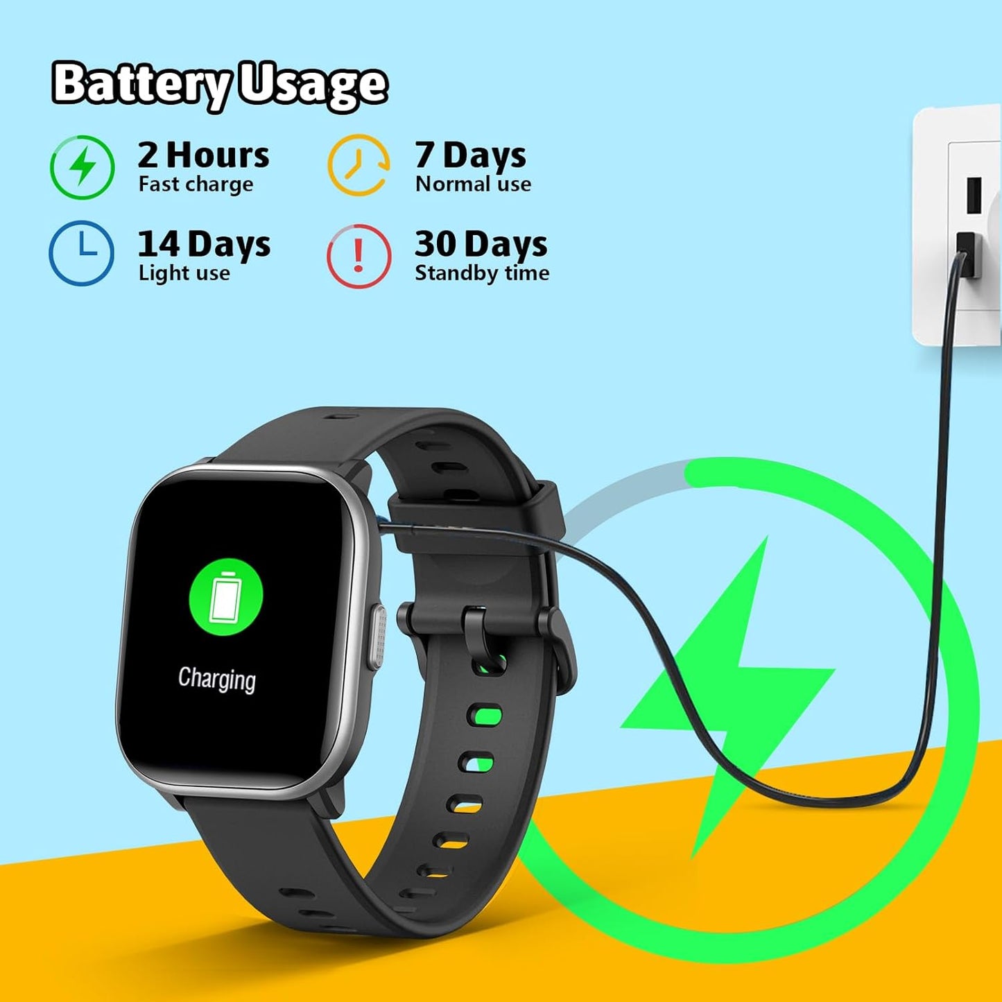Skiennix SmartWatch for Kids - 20 Sport Modes, Pedometer & Sleep Monitor | Black, Ages 6-16