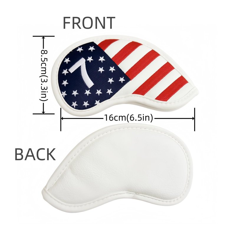 US Flag Golf Iron Covers Premium Leather Iron Head Covers Set Golf Headcovers for Irons #4 5 6 7 8 9 PW SW AW LW Wedge Iron Club Covers fits for Most Brand