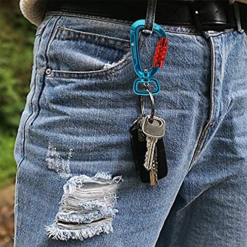 4 Pack Auto Locking Carabiner Clips 2.5 Inch Heavy Duty Aluminum 4.5KN 1011lbs with Swivel for Pets, Keys, Backpack