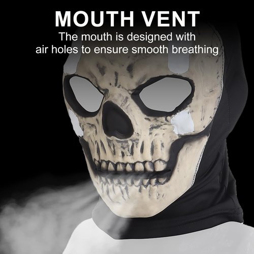 Airsoft Cosplay Ghost Balaclava Full Face Skull Masks Skeleton Mask Halloween Moive Prop Party Costume for Paintball Gear CS War Game Outdoor Sport (White)