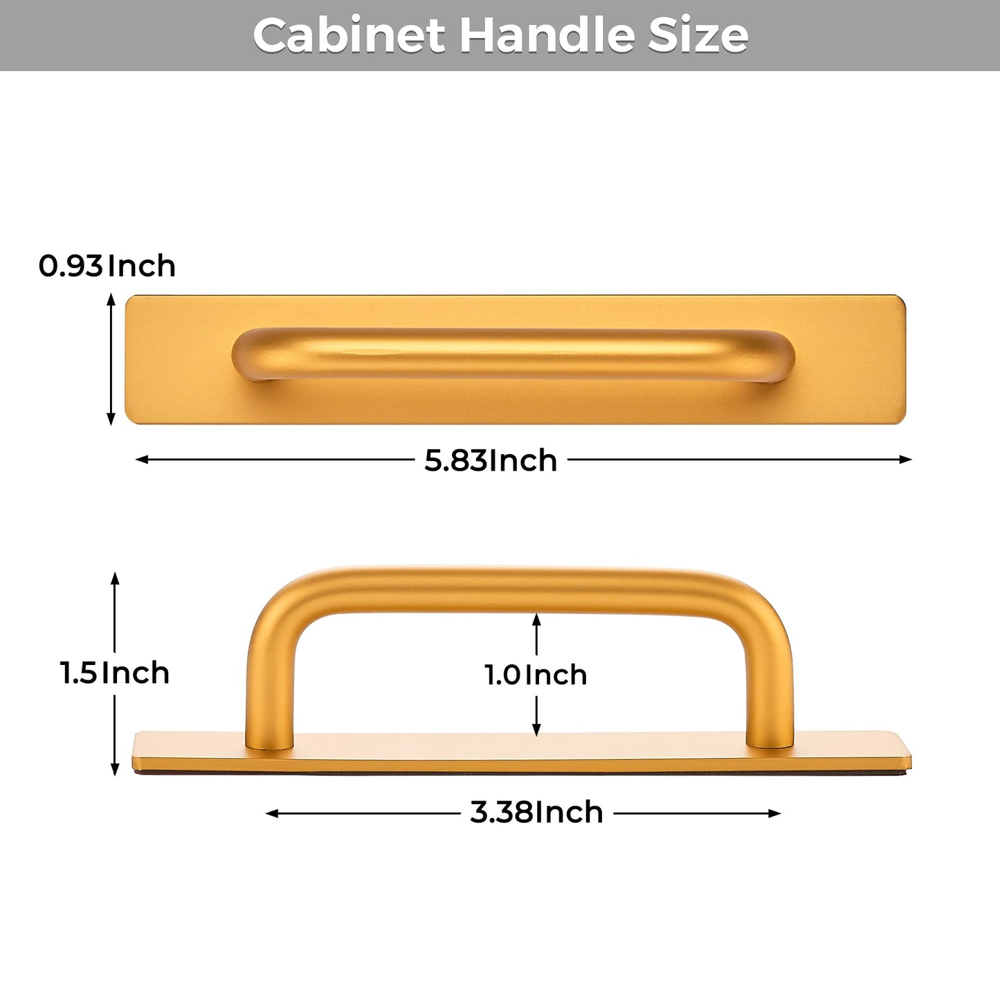 2 Pack Adhesive Handles Self Stick Instant Cabinet Handles 5.83" Stick on Cabinet Handles Drawer Push Pull Handles Helper Sliding Screen Door Handles for Sliding Closet Window Wardrobe - Gold