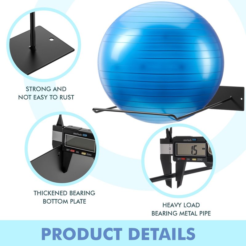 Threan 2 Pack Metal Medicine Ball Rack Wall Mounted 16.6'' Large Yoga Storage Ball Rack Thickened Black Sport Exercise Equipment Holder for Home Gyms Studios Space