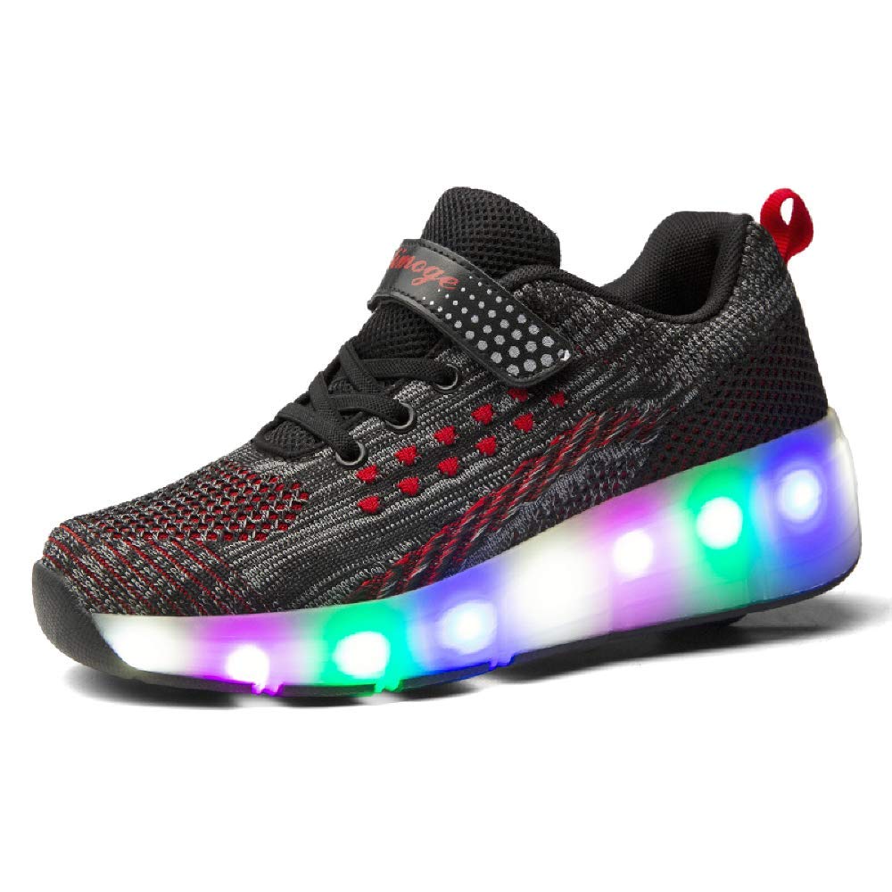 SDSPEED 7 Colors LED Rechargeable Kids Roller Skate Shoes with Single Wheel Shoes Sport Sneaker